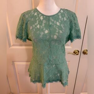 BCBGMaxAzria aqua green lace tee, Medium